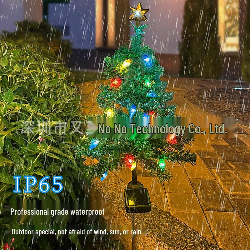 Luci Solari da Esterno per Albero di Natale - Decorazioni Natalizie Impermeabili per Giardino, Prato e Cortile