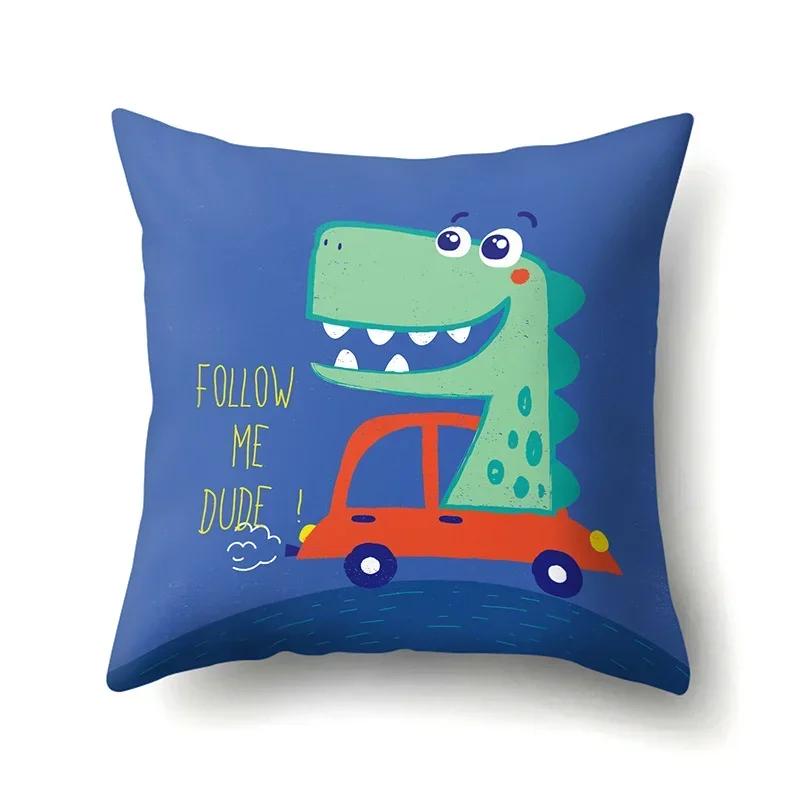 Cute Cartoon Dinosaur Pillowcase  Animal Polyester Cushion Cover Waist Throw Sofa Home Decoration Pillow Cases