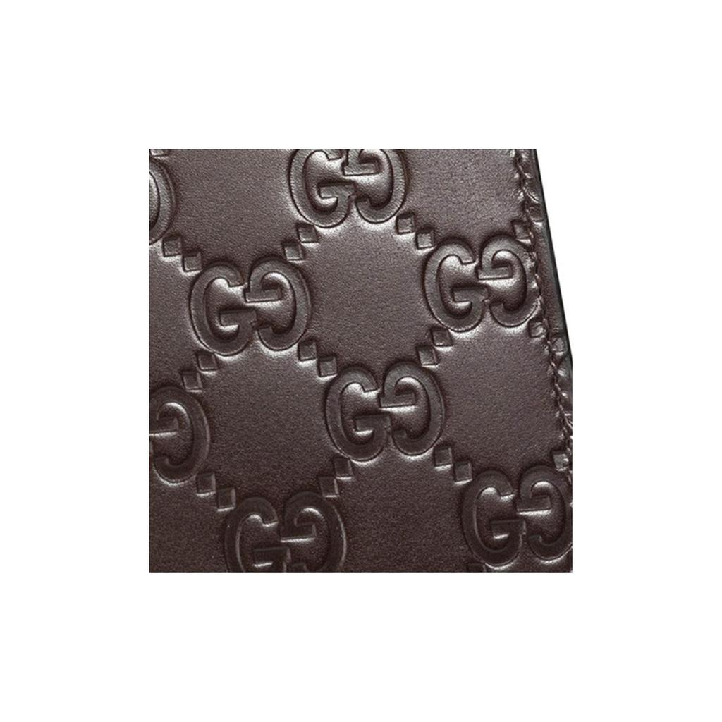 Gucci Monogram Logo Embossed Leather Short Double Fold Wallet Men Wallet Brown 365466-CWC1R-2140