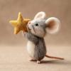 Craft Needle Felting Supply Starry Night Felt Mice Cute Mouse Figurine Gifts Mouse Collectible Handmade