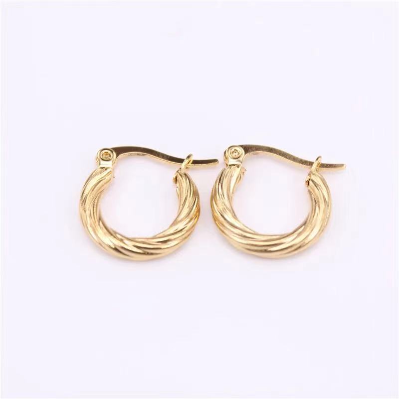 Round Wire Earrings, Twisted Wire, Ear Buckle, Real Gold Electroplating Process, Simple And Fashionable Wind Earrings