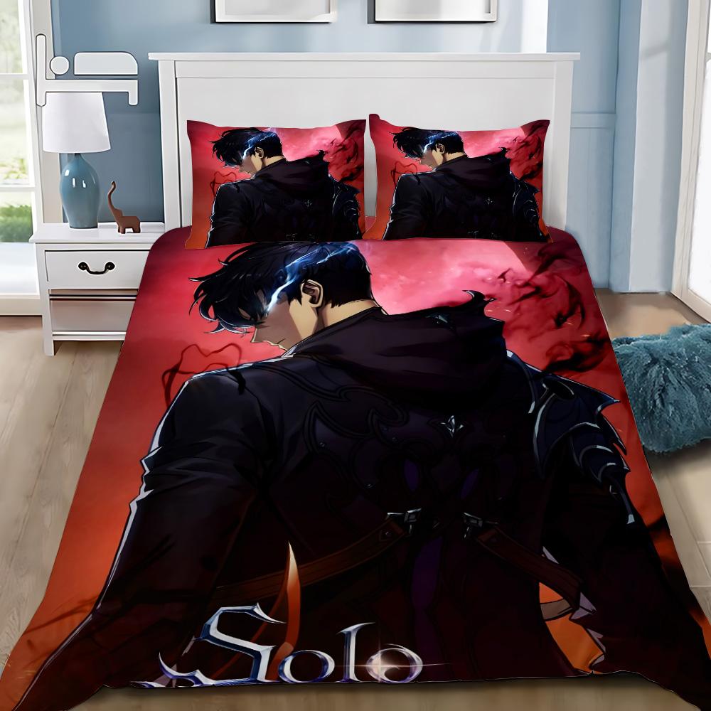 Anime Solo Leveling Duvet Cover Pillowcase Bedding Set Adult Boy Girl Bedroom Decoration Children Gift Single Double Large Size