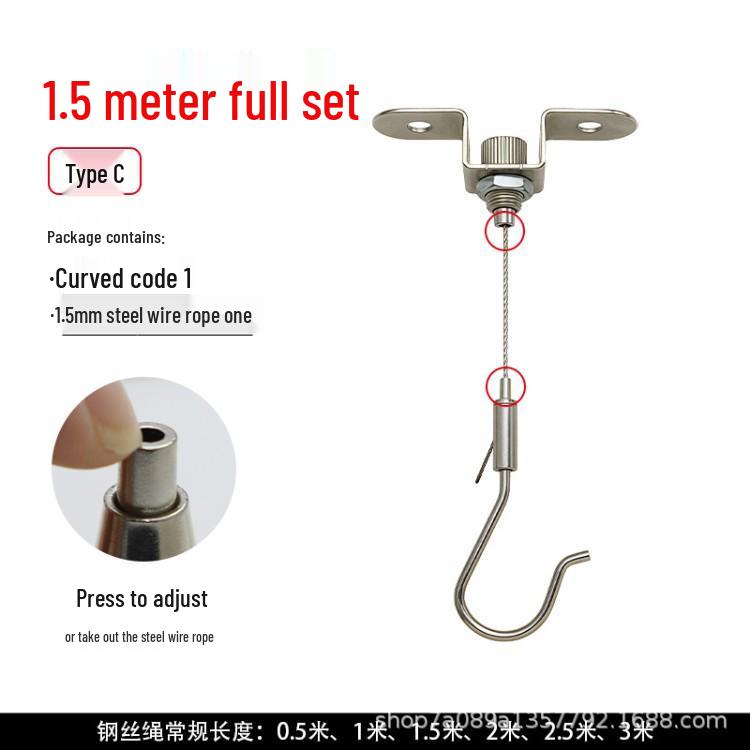 Stainless Steel Adjustable Wire Rope Hanging Hook for Art & Picture Displays