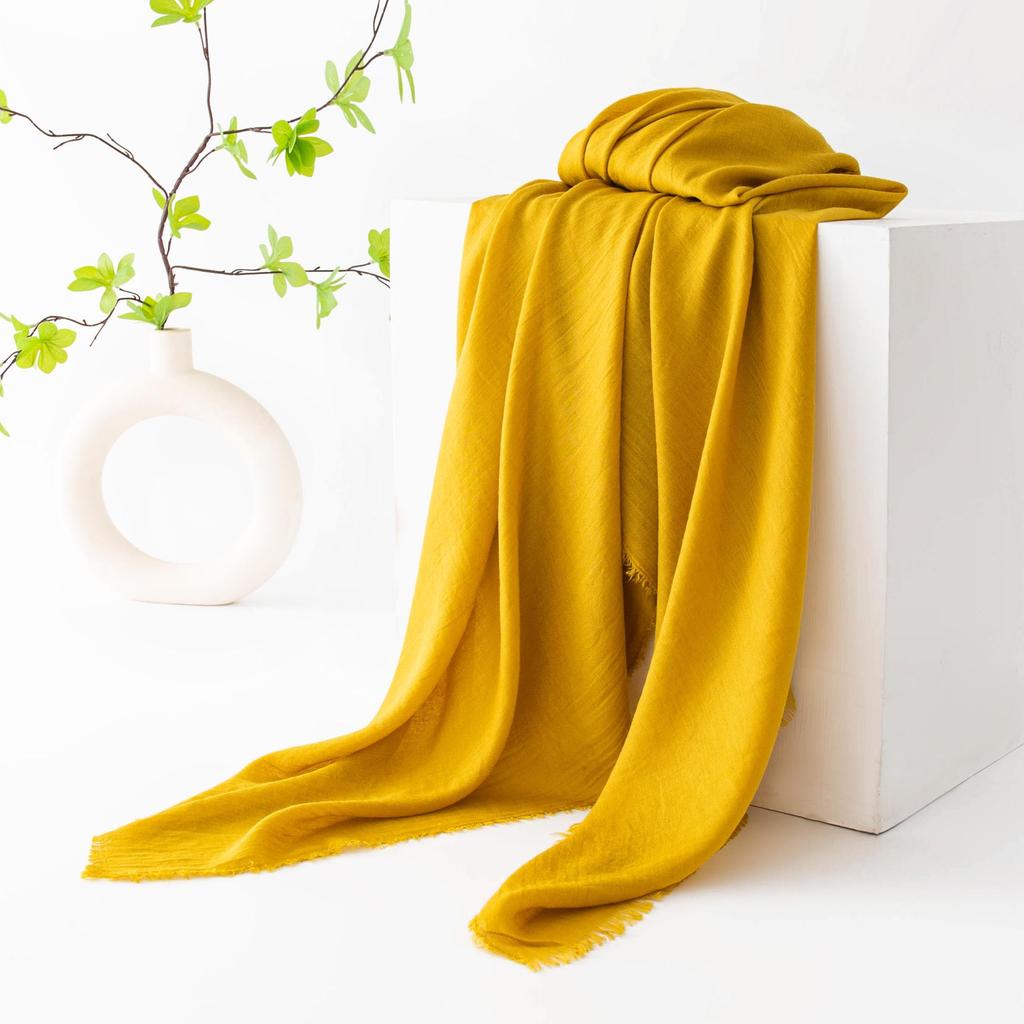 Spring & Summer Lightweight Sunscreen Shawl: Imitation Cotton-Linen, High-End Silk Gauze Scarf, Solid Color for Women