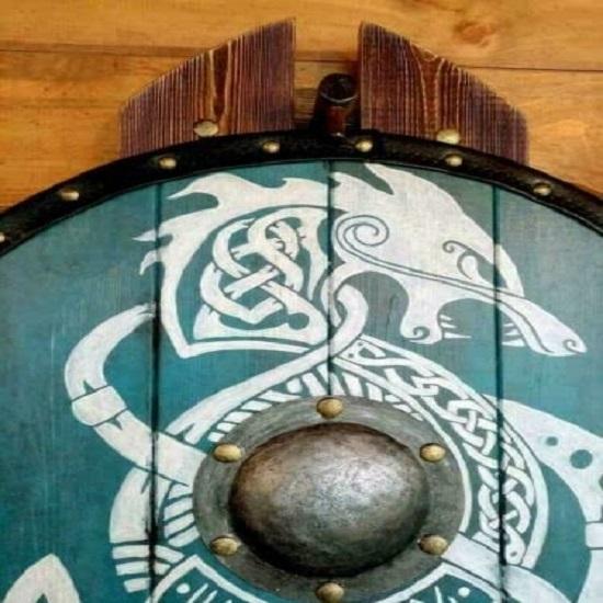 Viking Round Shield Armor Templar Medieval LARP Warrior Wood & Steel Blue — фото 2