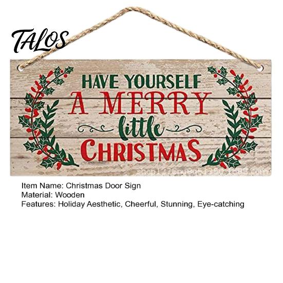 Welcome Door Hanger Christmas Wood Hanging Sign with Jute Rope, Have Yourself A Merry Xmas Theme Board Little Rustic for Home Cafe Bar Decor Durable