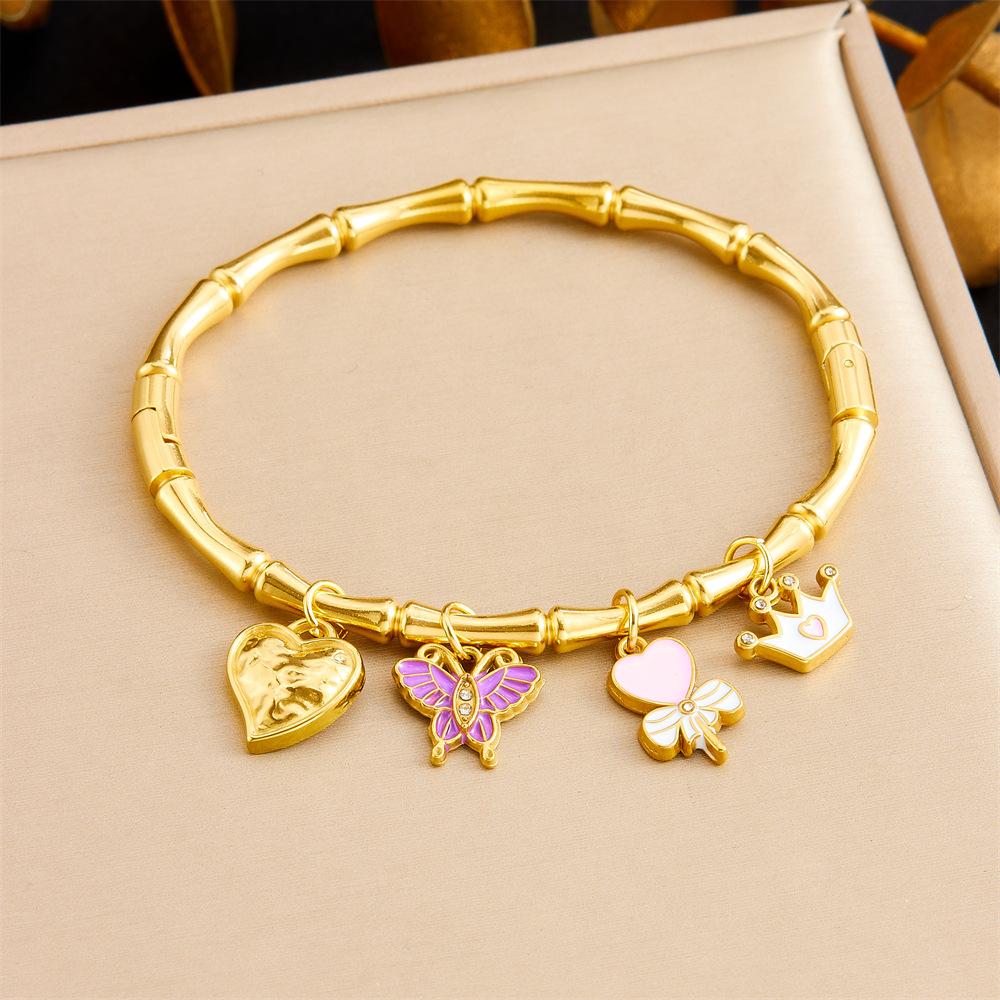 Women All Match Butterfly Love Heart Crown Bracelet Cuff