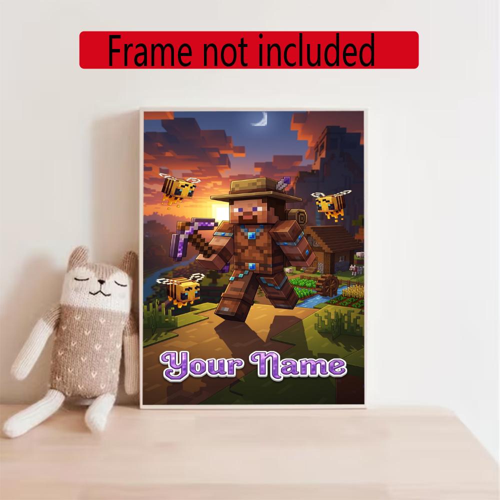 Minecraft Personalized Name Round Diamond Painting Kit Diamond Embroidery Painting Rhinestones Mosaic Frameless Handwork Decoration Arts