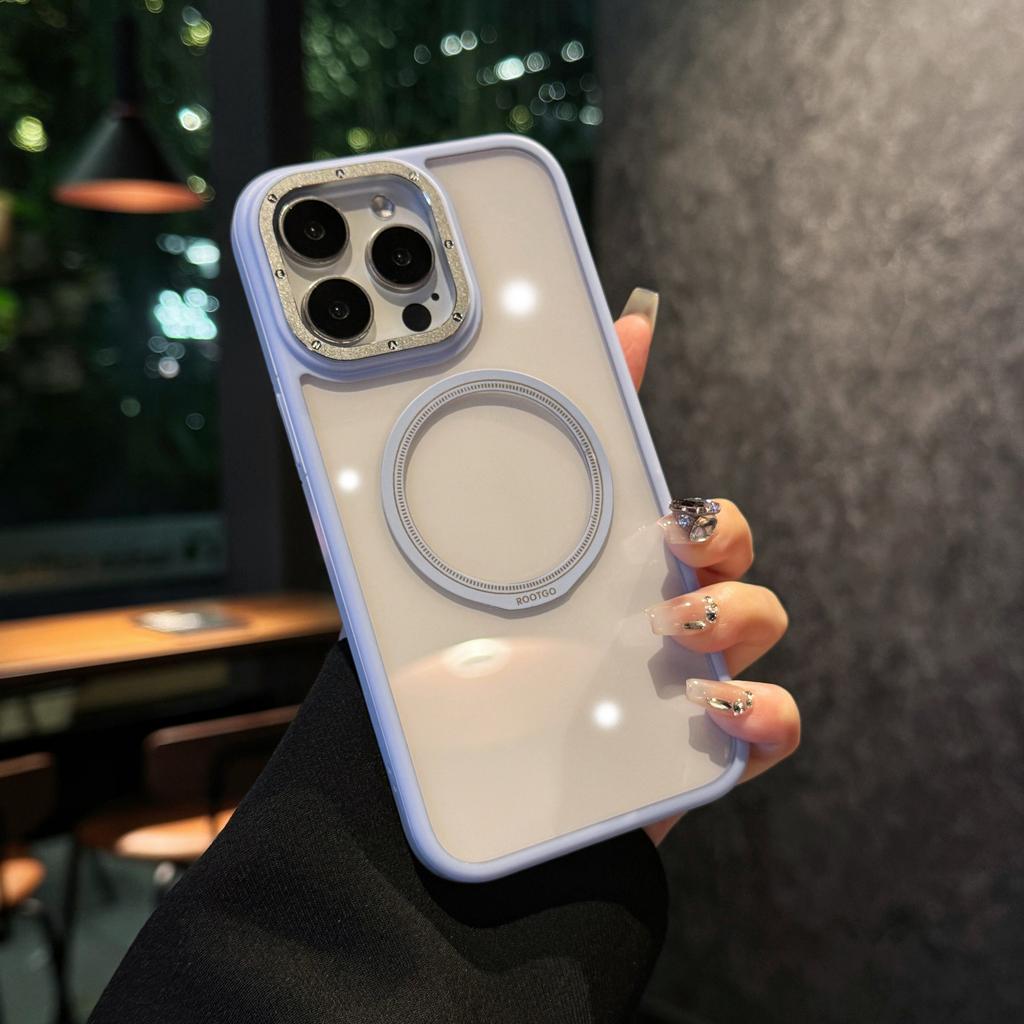 Luxury Clear Armor Bumper Case for iPhone 16 Plus 15 14 13 Pro Max 11 Metal Lens Ring For Magsafe Wireless Charge Magnetic Cover