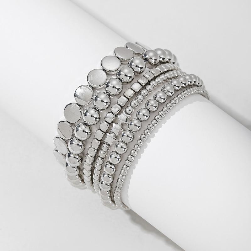 Alloy beaded bracelet jewelry women's niche light luxury high-end handmade geometric stacked anklet