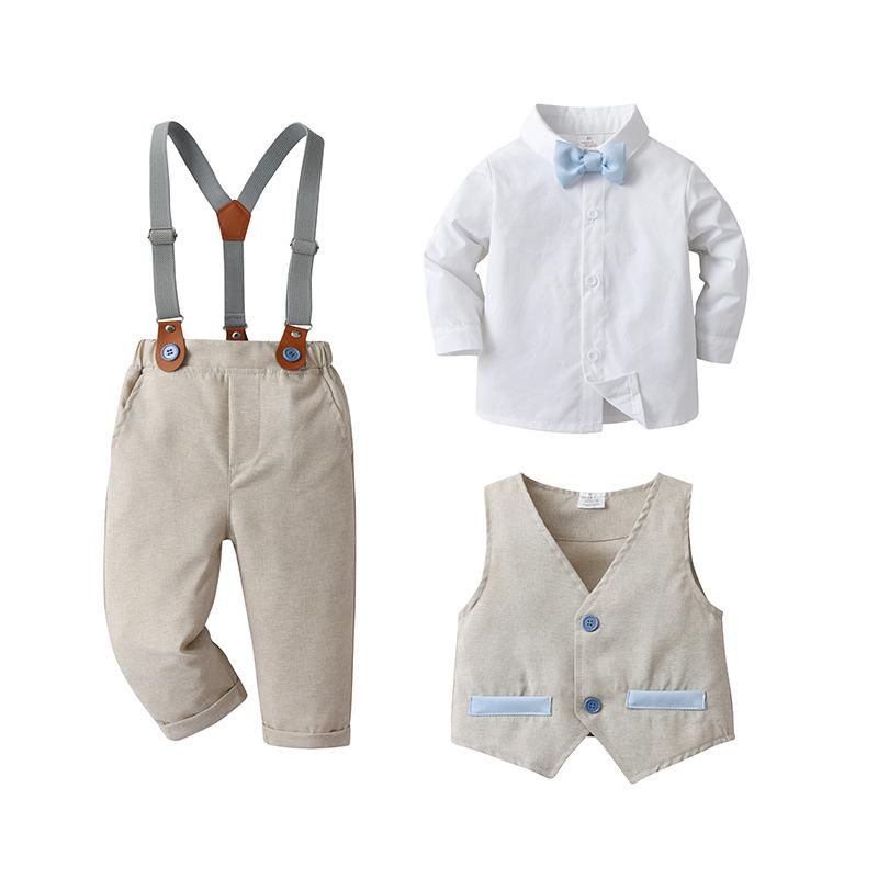 Kids British Style Vest Suit Set - Spring  Autumn Overalls for Boys Size 80/6-9 months 0.35kg
