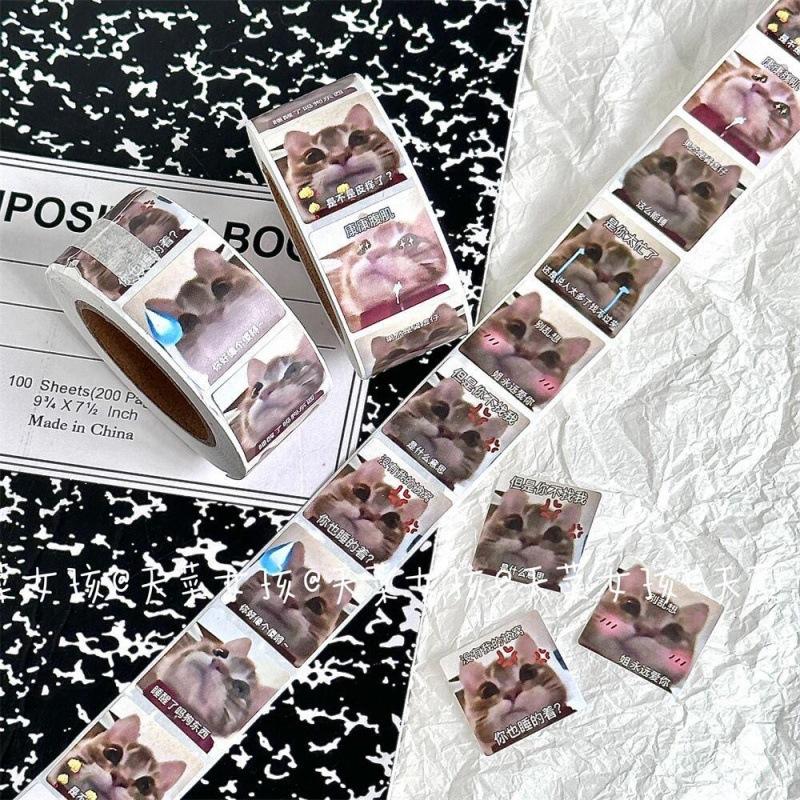 Crooked Mouth Kitten Roll Sticker Decorativ Ledger Sticker Bandă Copii Autocolant Sigiliu