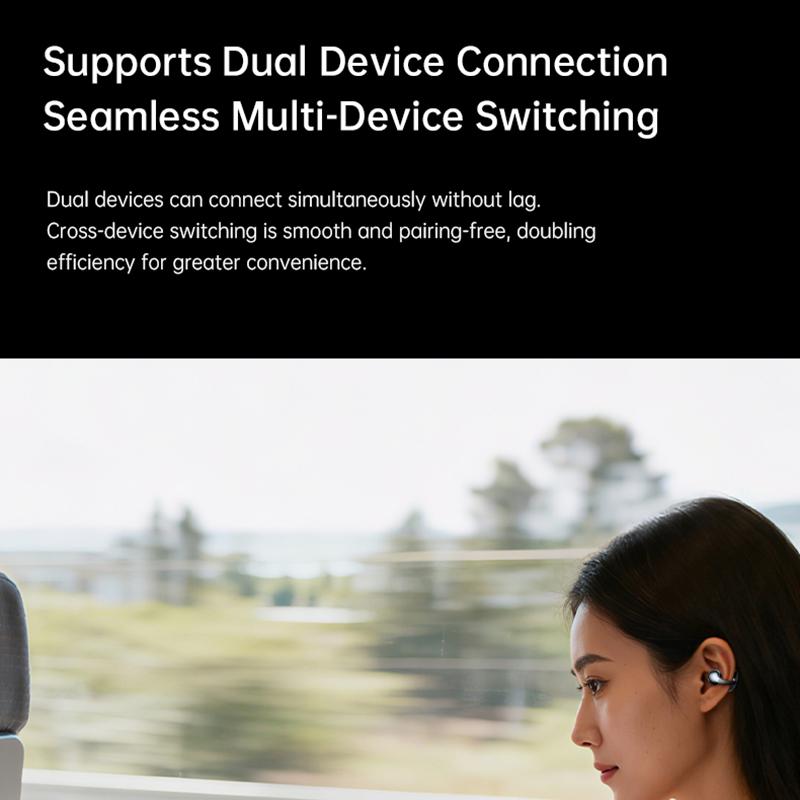 AlongChoice Ai Wireless Earphones Bluetooth 6.0 Headset Noise Cancel Microphone Painless Wear