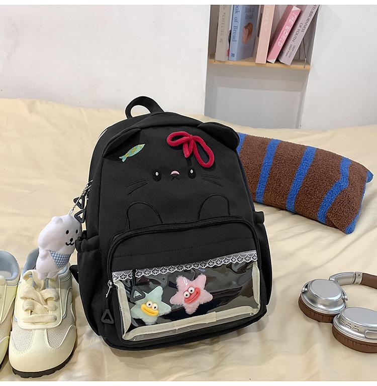 Schoolbag Japanese ins new high-value fresh and sweet candy color cute kitten backpack girl light backpack