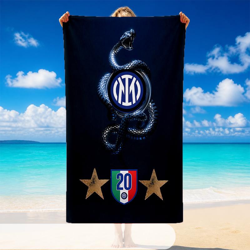 Quick Dry Beach Towel Inter Milan Pattern, Lightweight Absorbent Towel for Pool Beach Vacation Use