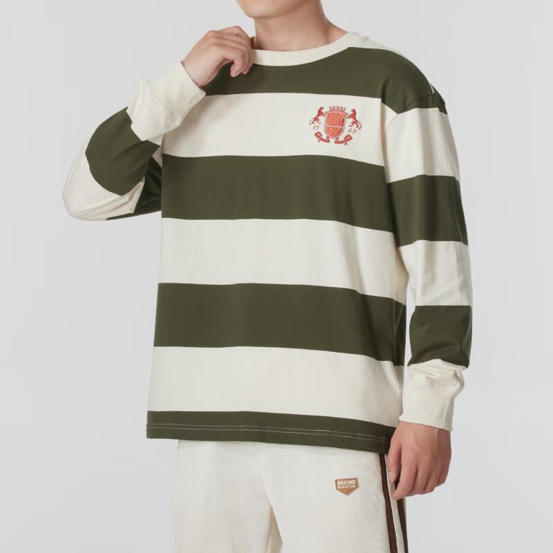 Puma Mode Lässig Farbblock Gestreift Langarm T-Shirt Unisex Oberteile Weiß Grün 630969-87
