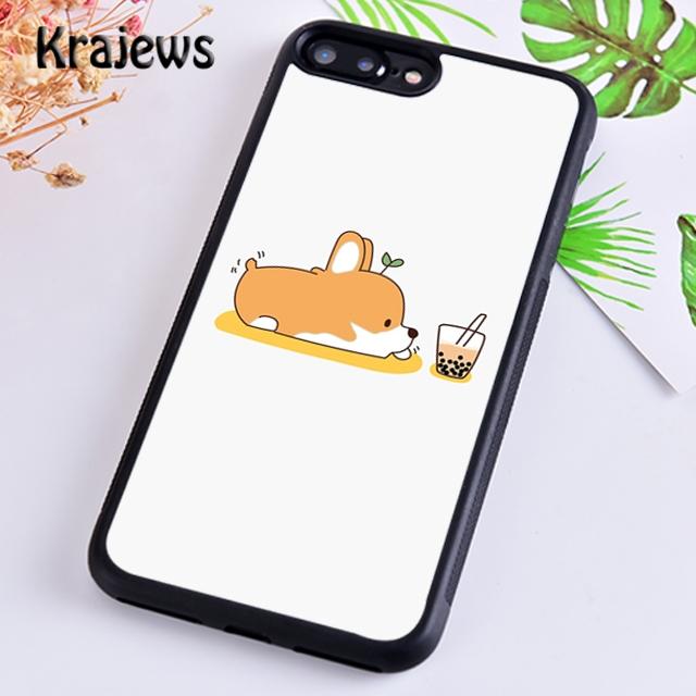 Krajews Corgi und Bubble Tea Weiche Handyhülle für iPhone 14 5 6s 7 8 plus XR XS 11 12 13 pro max Samsung S21 S22ultra Plus