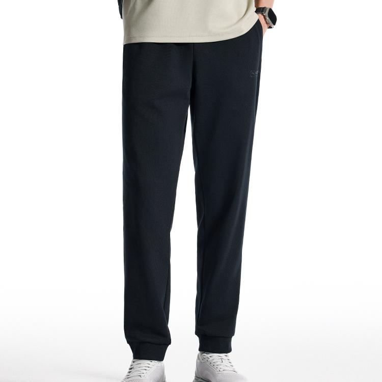 Anta Mens Training Series Mid-Rise Drawstring Cuffed Knitted Sports Pants Men Bottoms Basic-Black 952517307N-1