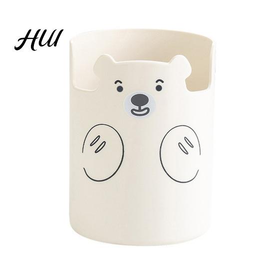 Study Table Pen Holder Cute Bear 2-in-1 & Phone Stand, Macaron Colors Desk Organizer, Large Organizer Capacity Storage for Pens Makeup Brushes