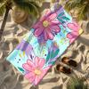 Colorful large-flowered floral theme microfiber beach towel highly absorbent, suitable for swimming and beach outings