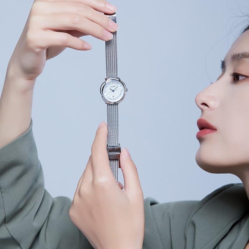 Seiko ALBA Women Watch Casual Business Flower Shape Metallic Silver 30 Meters Waterproof ladies Quartz Watches