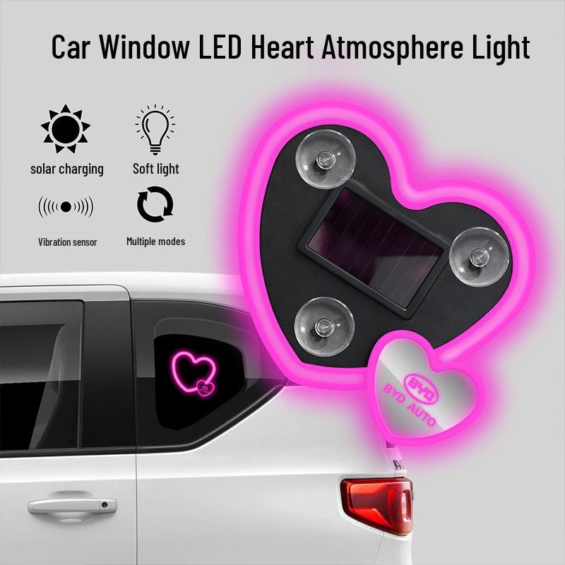 Suitable for BYD Models: Qin PLUS, Song Pro, Sea Lion, Sea Leopard, Sea Gull, Tang L - Car Solar Heart Light - Decorative Light.