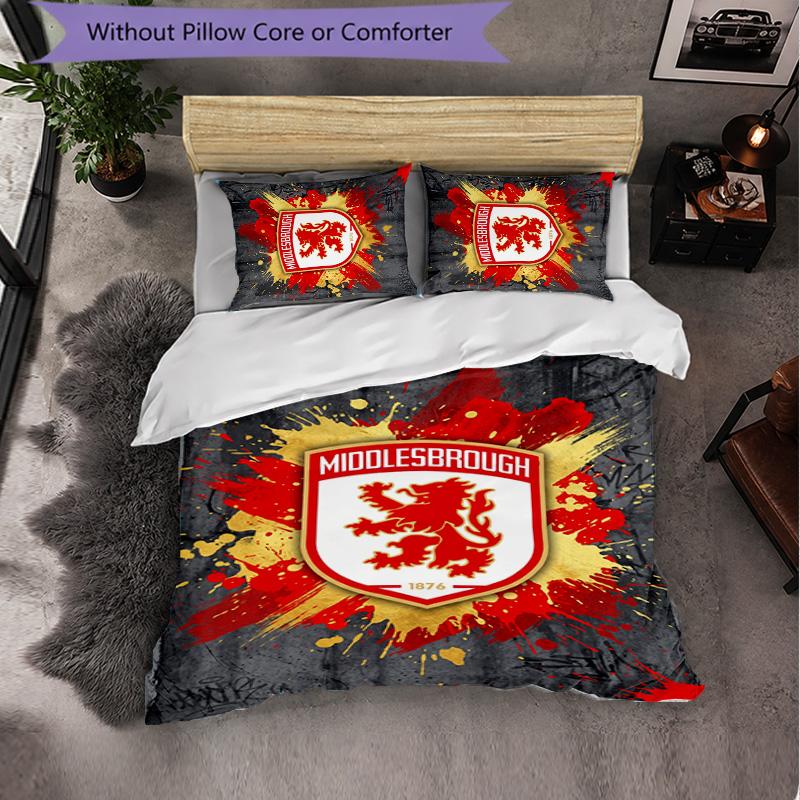 Biancheria da letto a tema Middlesbrough FC Set 3 Pezzi Copripiumino Biancheria da letto Decorativa per Camera Adolescenti Decorazione Casa