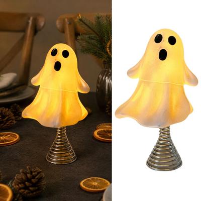 Cute Spooky Decor for Christmas Tree Ghost LED Decorative Light, Topper Light with Warm Soft Glowing Figurine Window Display Glow, Halloween