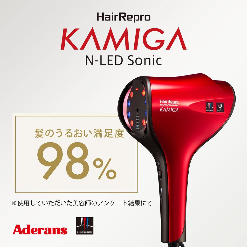 Aderans Hair Dryer Hair Repro KAMIGA Sonic Italian Red Hair Care Scalp Care Large Air Volume Compact Automatic Temperature Adjustment Quick Drying