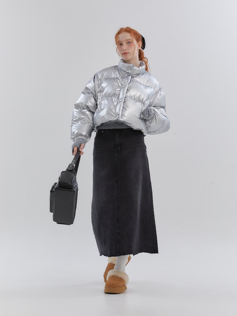 Anoetic Classic Denim Maxi Long Skirt_Dark Gray