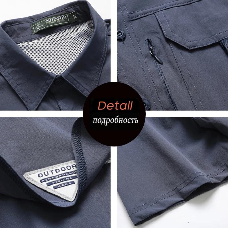 Cămașă de vară cu mânecă scurtă pentru bărbați Cămașă de lucru tactică respirabilă pentru bărbați Topuri Outdoor Casual Uscare rapidă Multi-buzunar Cămăși cargo pentru camping