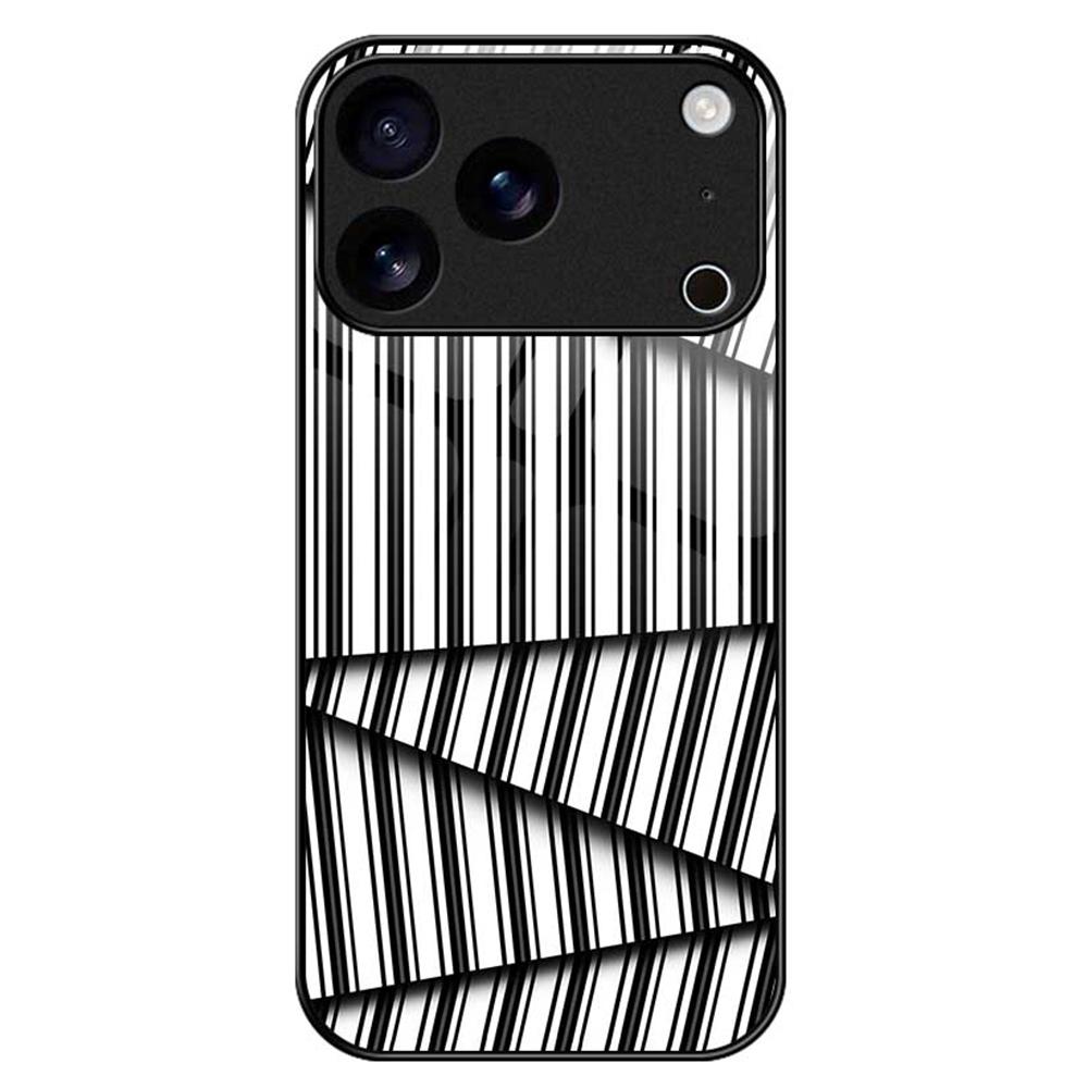 For iPhone 17 Pro Case PC TPU Tempered Glass Pattern Printing Phone Back Cover
