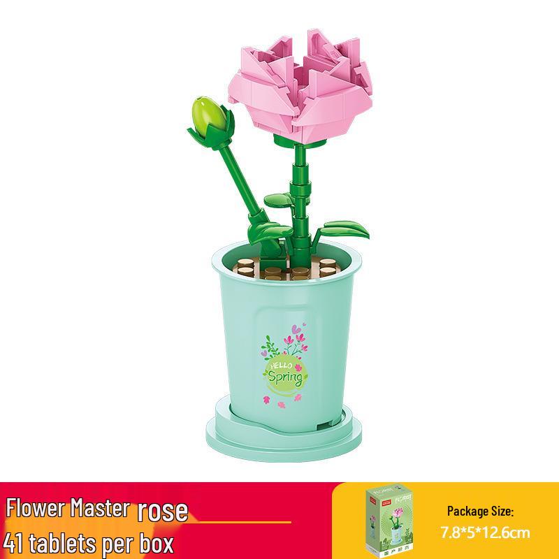 Lele Brothers Flower Building Blocks: Children's Educational Toy - Eternal Flower Jigsaw Puzzle