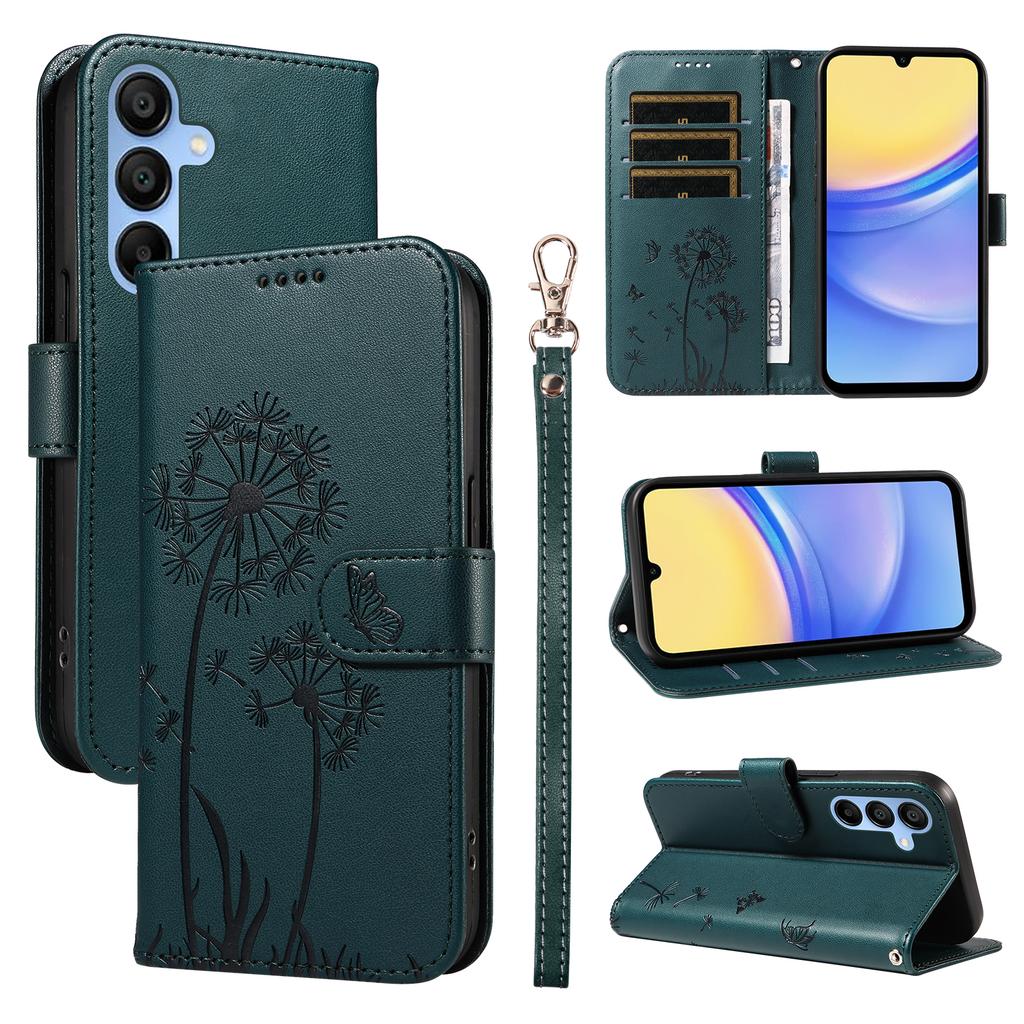 For Samsung Galaxy A15 5G Leather Case Wallet Phone Cover Dandelion Imprint