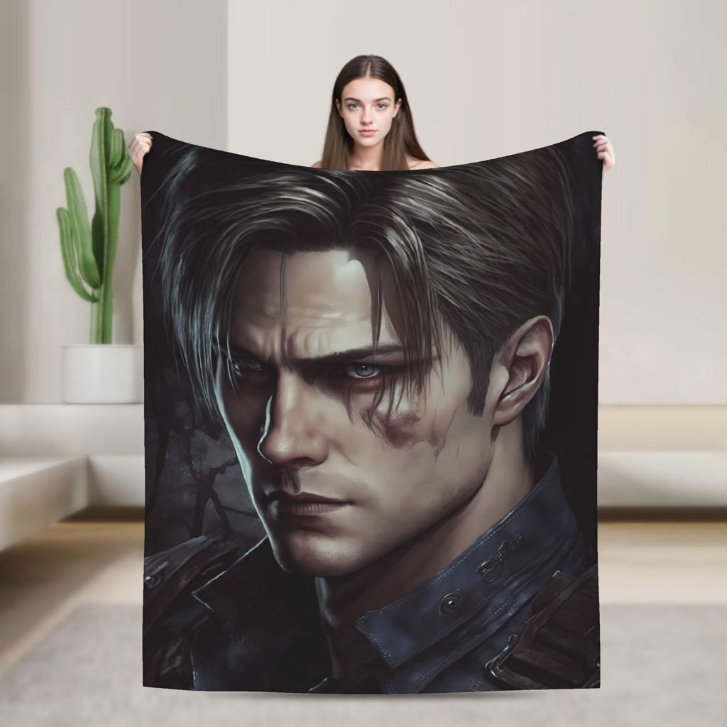 Leon Kennedy Resident Evils Blanket Quality Soft Warm Bedding Throws Spring Children Living Room Graphic Bedspread
