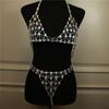 European And American Exaggerated Rhinestone Women'S Sexy Bra Thong Chain Ab Colored Diamond Body Chain Set Body Chain