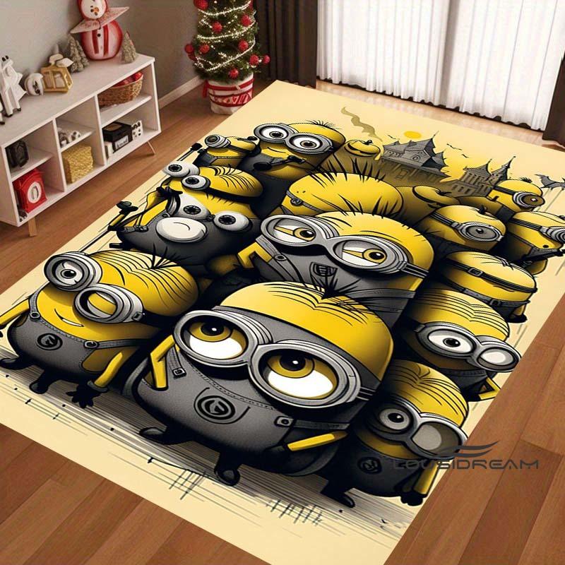 Cute Cartoon 3D-Printed Minions Rug—Suitable for Living Rooms, Bathrooms, Creative Doormats, Bedroom Rugs, and More.
