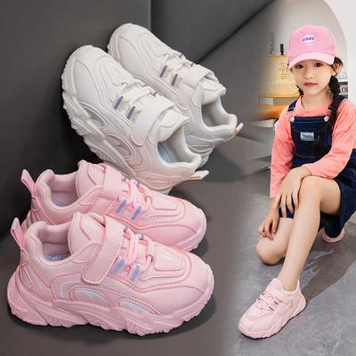 Spring New Boys and Girls Leather Surface Sneakers Waterproof Breathable Soft Bottom Running Shoes