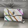 London Eagle Head New Fashion Women Bag Luxury Designer Striped Patchwork Chain Shoulder Crossbody Bags PU Leather
