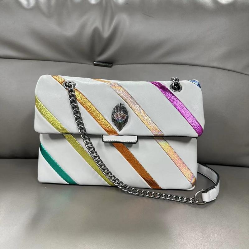 London Eagle Head New Fashion Women Bag Luxury Designer Striped Patchwork Chain Shoulder Crossbody Bags PU Leather