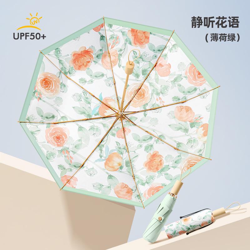 2025 eight bones new hand-opened color glue parasol digital brush sunscreen sun umbrella pattern can be determined