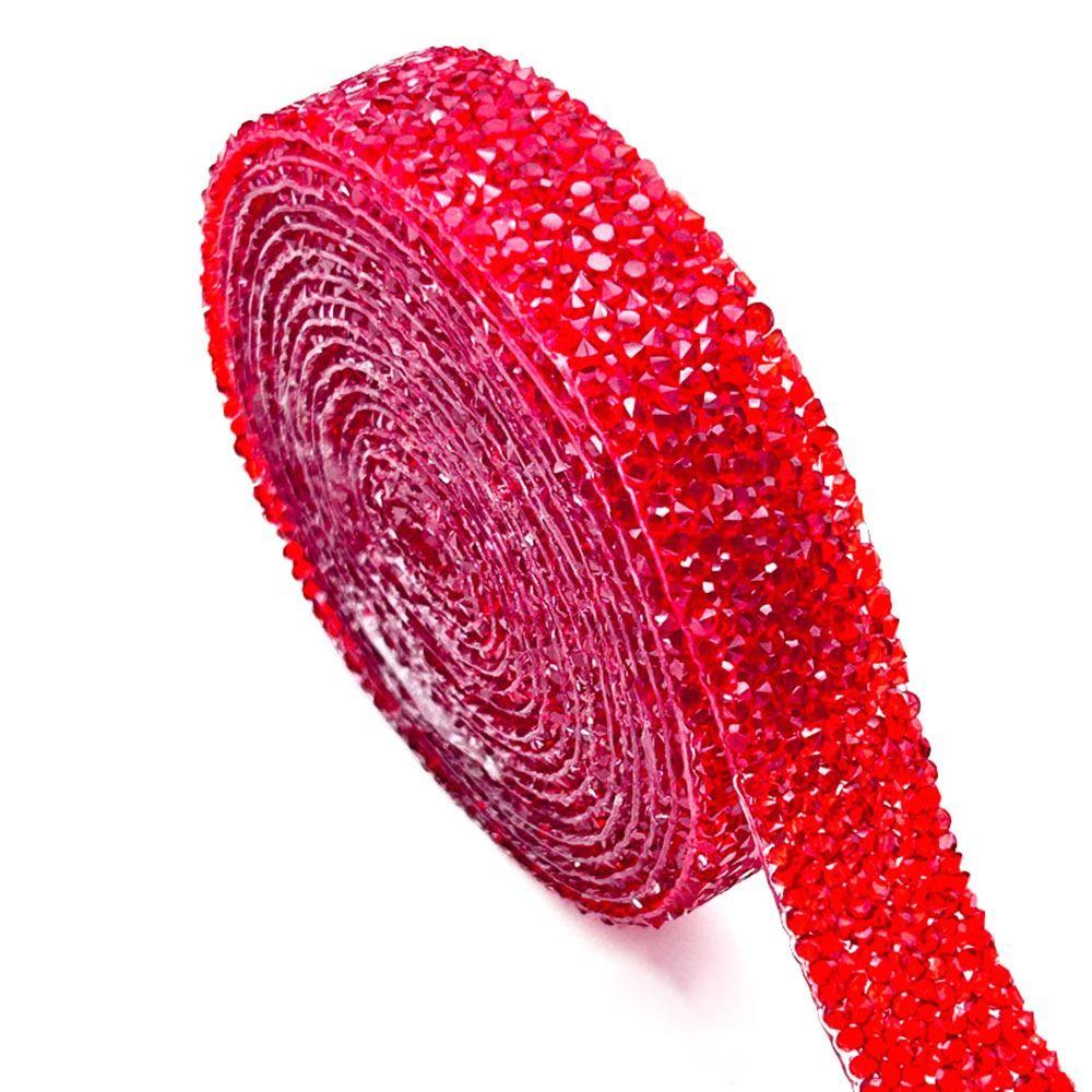 3cm Width Resin Rhinestone Strip Self-Adhesive Heat Melting Glue Self-Adhesive Diamond Sticker 3 Yard Length Hot Fix