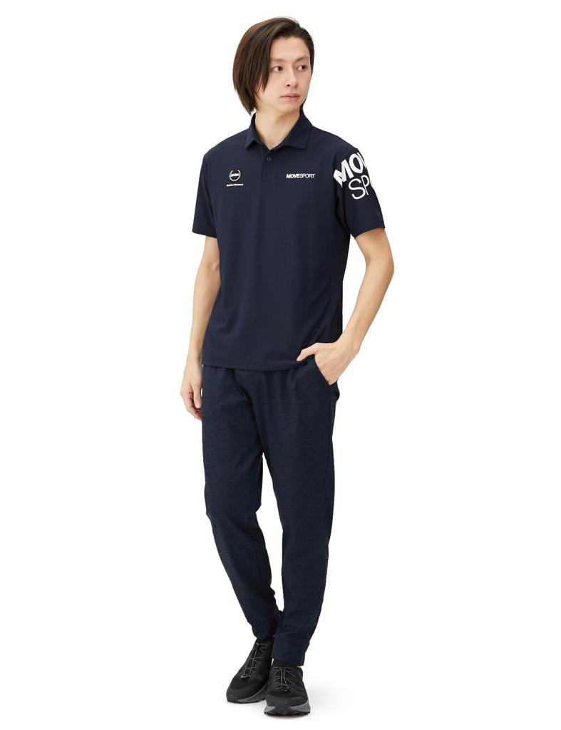 Move Sports Navy Polo Short UV Training Size M Men's DX-C2853AZ Shirt, Sleeve, Protection, Sweat-Wicking, Quick-Drying, Stretch, Sunscreen, Shirt,