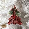 Vogel Rote Weihnachtsornamente Girlande Elch Weihnachtsbaumdekorationen Schneeflocken Schlittschuhe Schneefall Weihnachten Anhänger Fensterszene Dekor