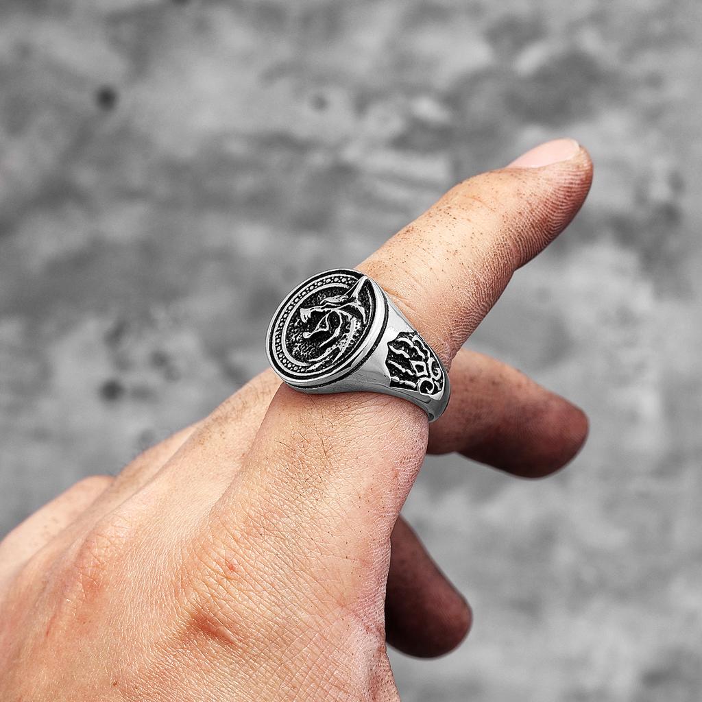 Viking Trollkarl Vargklo Rostfritt Stål Herrringar Punk HipHop Unika Trendiga för Manliga Biker Smycken Kreativitet Gåva