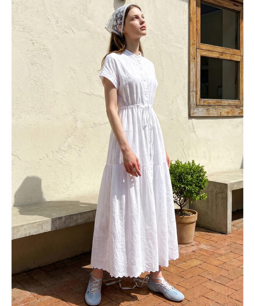 Poebeo21 Punched Waist String Button Long Dress (Ftdbop019)