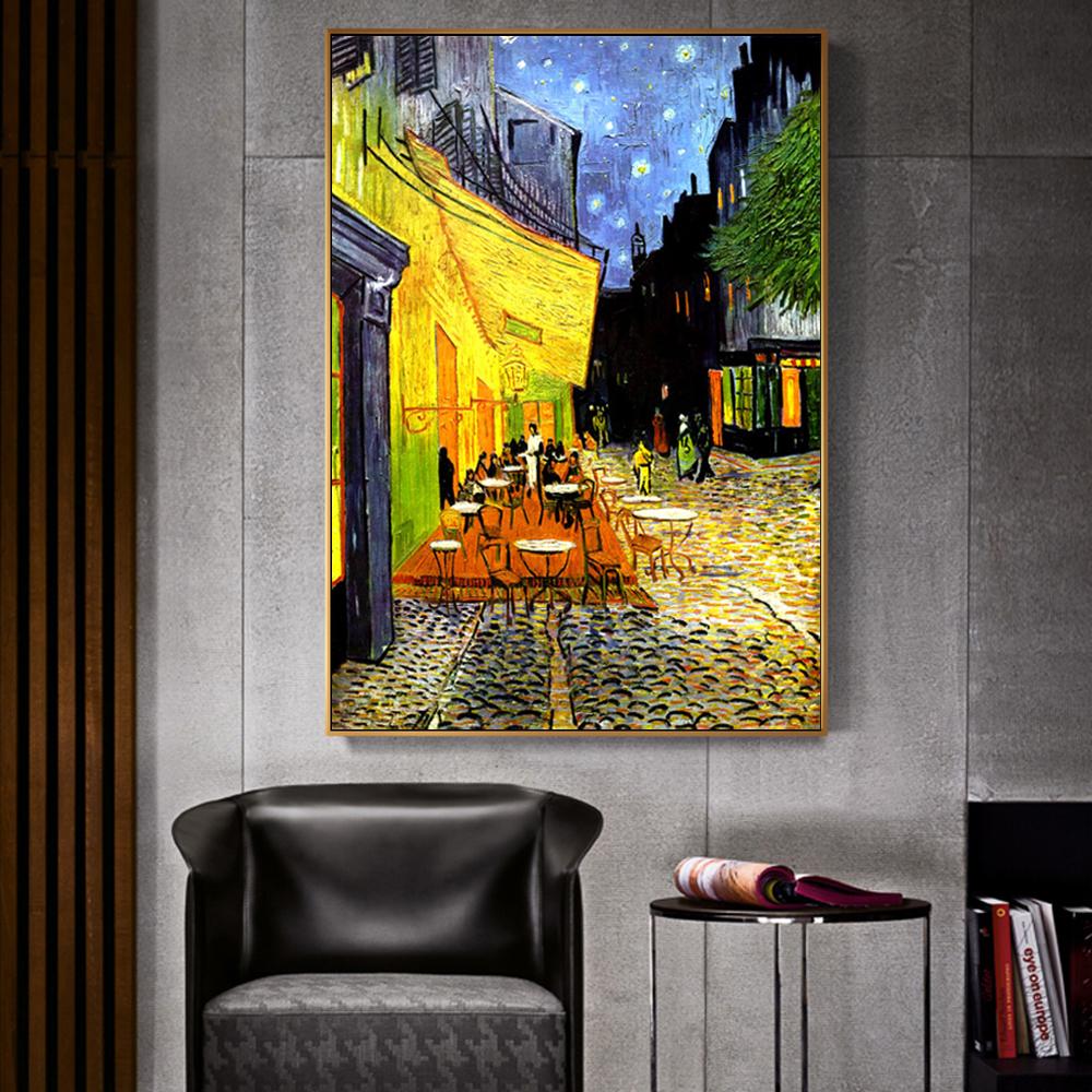 Canvas Van Gogh Kerbside Cafe Painting Night Scenery Print Home Decor Wall Art Modular Picture Watercolor Poster For Living Room No Frame