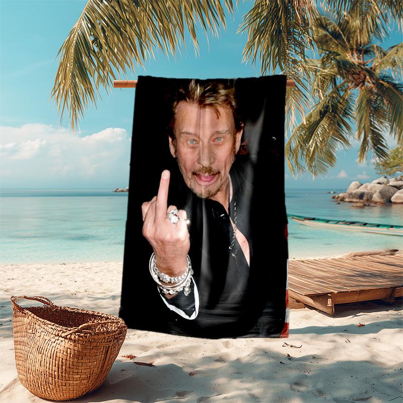 French legendary rock singer and actor Johnny Hallyday towel outdoor camping vacation swimming beach towel outdoor absorbent bath towel Y6