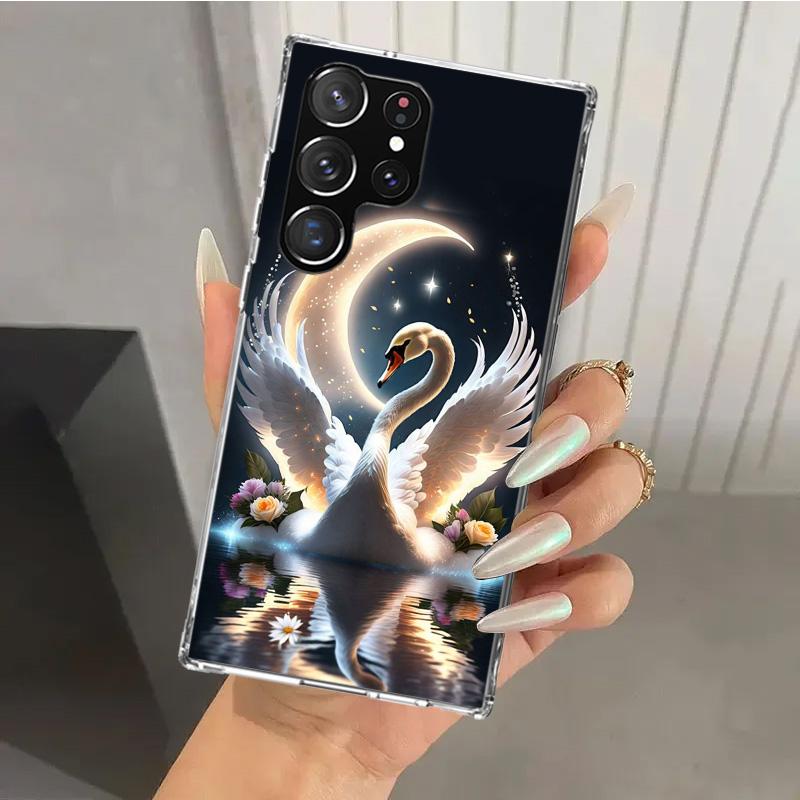 White Swan Grace Art Phone Case for Samsung Galaxy S26 S24 S23 Ultra S25 Edge S22 S21 Plus S20 FE + Soft Print Shell Funda Galax