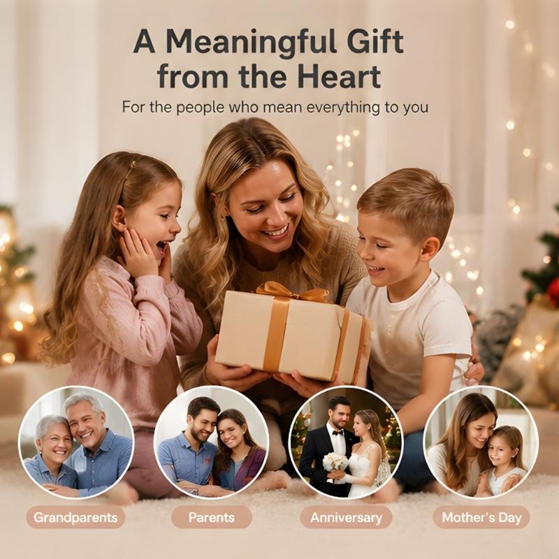 Shared Family Print Art Display with 4 Clear Inserts, Warm Light and USB Cord for Indoor Handprint Display Use Y5GB